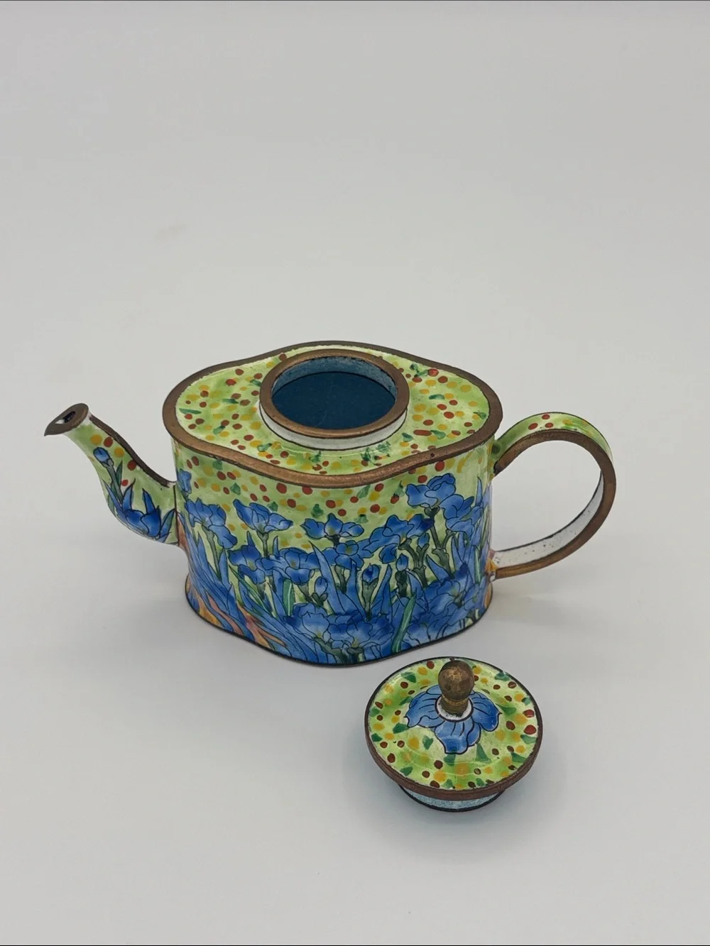 Kelvin Chen Mini Enamel Hand-Painted Teapot Van Gogh Irises “Vincent” - #5012